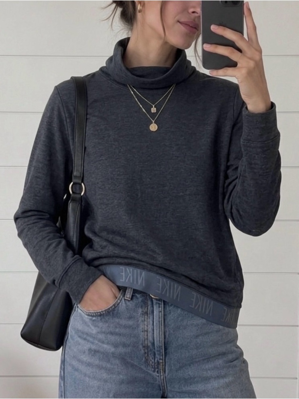 Nike | Dri-Fit cowl neck heather navy blue pullover sweatshirt